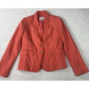 J. CREW Blazer Jacket Schoolboy Womens 4 Classic Coral Red Orange Herringbone